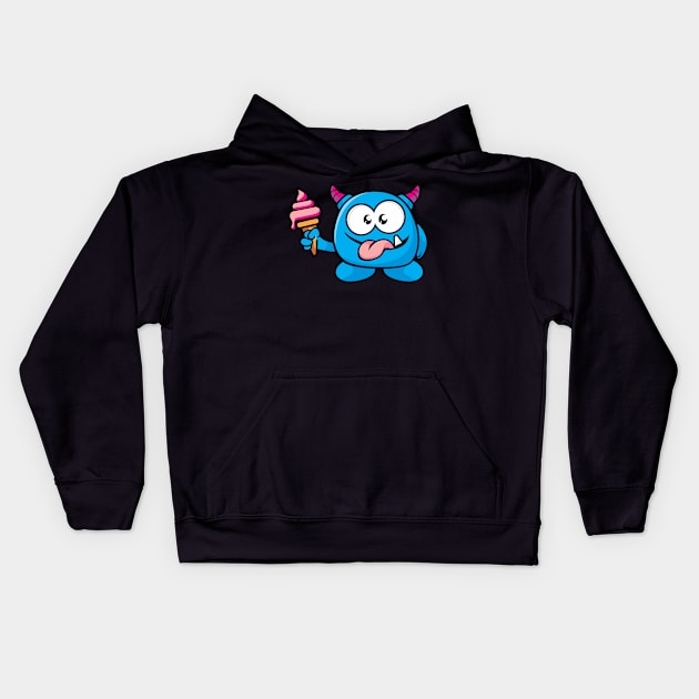 Cute Monster With Ice-cream Kids Hoodie by Raja2021